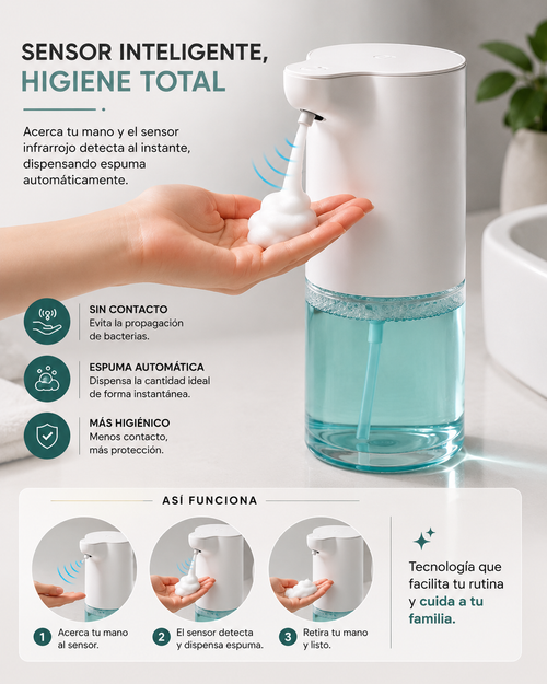 Dispensador Automático de Jabón en Espuma | Sensor sin Contacto