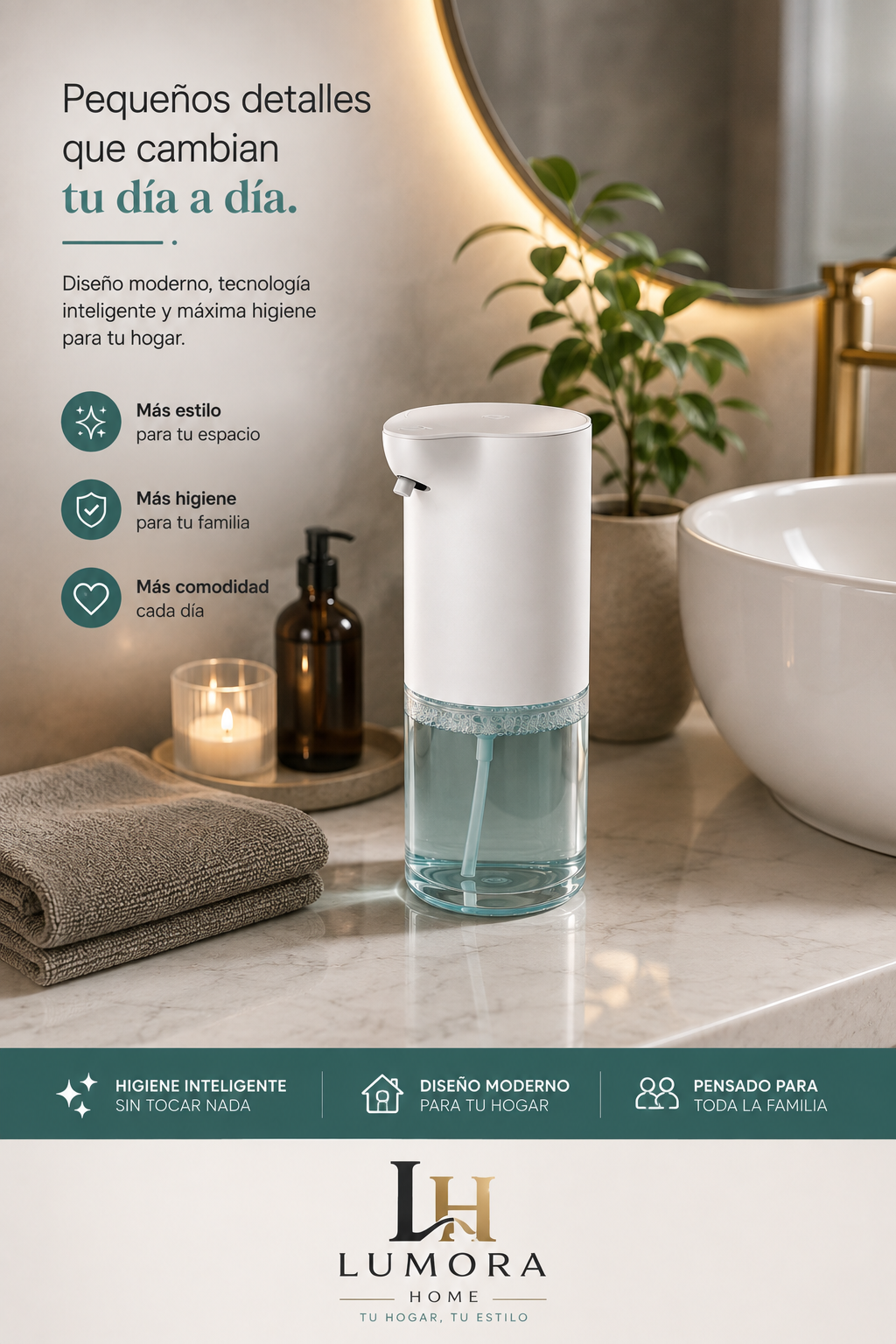 Dispensador Automático de Jabón en Espuma | Sensor sin Contacto