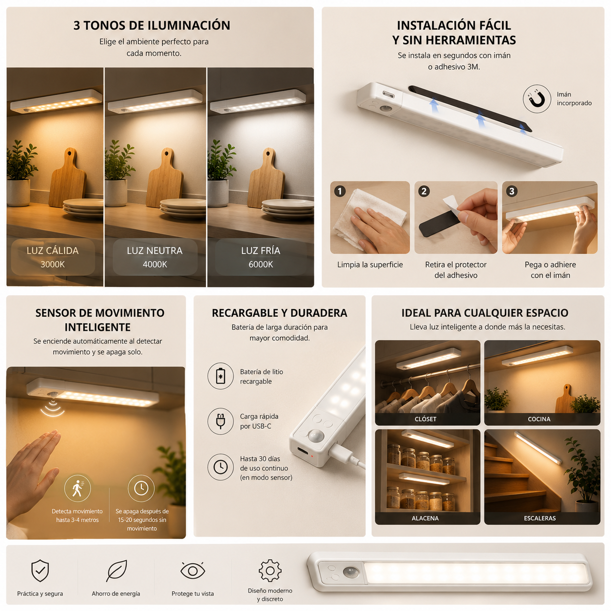 Luz LED Inteligente con Sensor de Movimiento | Lumora Home
