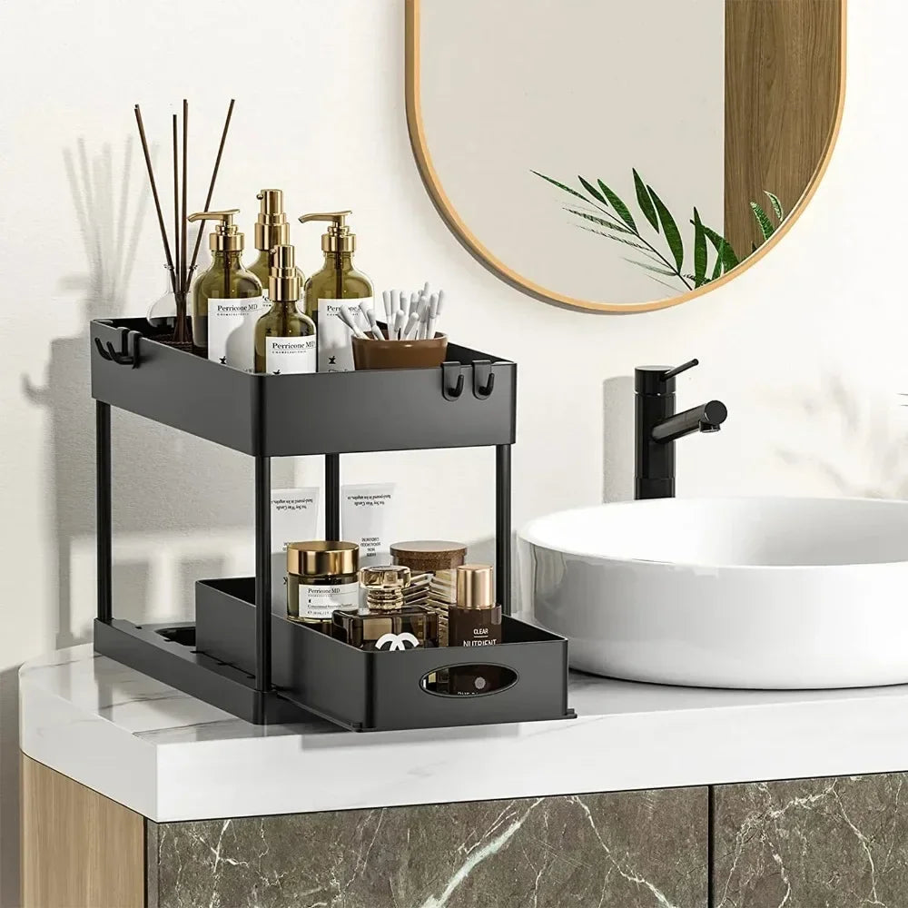 Organizador Deslizante de 2 Niveles para Cocina, Baño y Lavandería