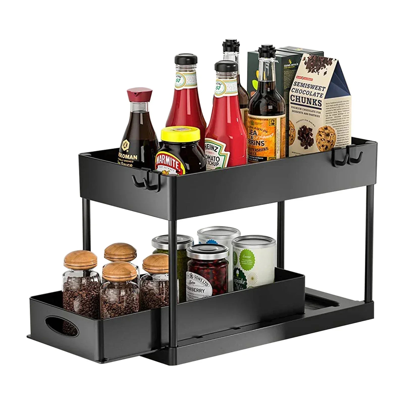 Organizador Deslizante de 2 Niveles para Cocina, Baño y Lavandería